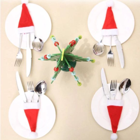 Adorable Christmas Table Decor Santa Hats Qt 10 - Picture 2 of 4
